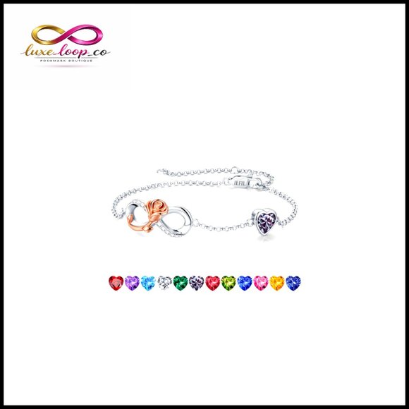 Sterling Silver Link Charm Bracelet Elegant Adjustable Infinity Rose Design